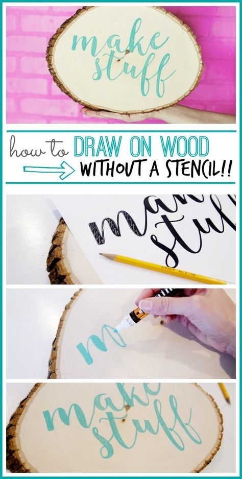 Draw on wood without a stencil how to from #MichaelsMakers Sugarbee Crafts Wood Ideas Projects, Drawing On Wood Ideas, How To Draw Letters, Painted Letters On Wood, Write On Wood, Rustic Centerpieces Diy, Artistic Fonts, Drawing On Wood, Draw Letters