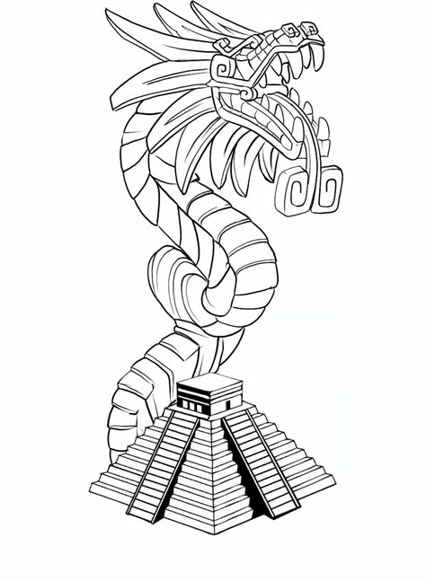 Aztec Pyramids Tattoo, Aztec Tattoo Stencils, Aztec Calendar Tattoo Design, Aztec Drawing Sketches, Aztec Art Drawings, Aztec Pyramid Tattoo, Aztec Dragon, Tattoo Art Drawings Sketches, Toilet Drawing