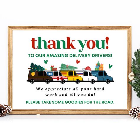 Ups Christmas Thank You Basket, Delivery Driver Thank You Basket, Christmas Delivery Driver Thank You, Sign For Snacks For Delivery Drivers, Delivery Thank You Sign, Thank You Delivery Drivers Printable, Delivery Driver Snack Basket, Delivery Driver Snack Sign, Thank You Mail