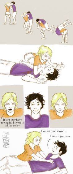 Percy being judo flipped by Annabeth :) Mark Of Athena, Zio Rick, Percy And Annabeth, Jason Grace, Percy Jackson Fan Art, Percy Jackson Characters, Percy Jackson Memes, Leo Valdez, Magnus Chase