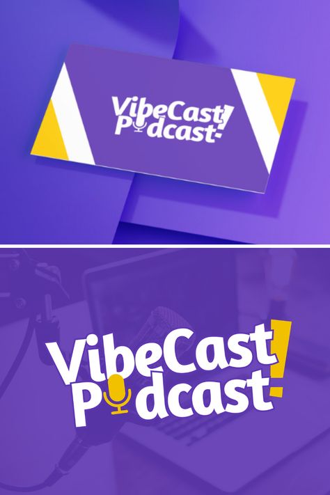 Introducing the "VibeCast Podcast" logo – a fresh and lively design that captures the essence of modern podcasting. With its bold typography and dynamic use of a microphone icon, this logo brings a vibrant energy to your podcast brand. The purple and yellow color scheme adds a timeless yet contemporary feel, making it perfect for engaging and memorable broadcasts. Podcast Logo Design, Microphone Icon, Podcast Logo, Yellow Colour Scheme, Bold Typography, Vibrant Energy, Branding Materials, Purple And Yellow, The Purple