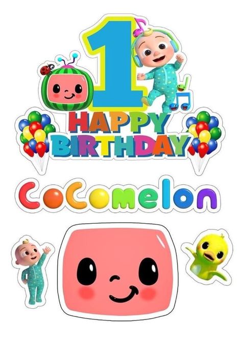 Coco Melon Party Ideas, Melon Party Ideas, Cocomelon Stickers, Cocomelon Theme Cake, Topper Cocomelon, Truk Derek, Coco Melon Party, Cocomelon Family, Create Birthday Invitations