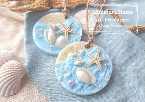 Hanging Sea Shore Fragrant Wax Bar, Beach Lover Fragrance, Sea Theme Air Freshener, Real Shell and Summer Beach, Cute Marine Creatures Decor - Etsy UK Wax Air Freshener, Wax Sachet, Marine Creatures, Wreath Hanging, Home Air Fresheners, Beach Candle, Personalized Ribbon, Sea Shore, Sea Theme