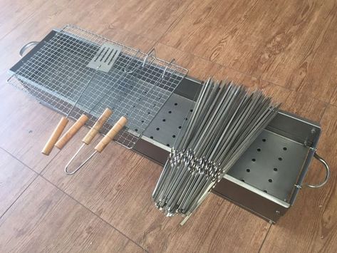 80CM Charcoal BBQ Kebab Grill with Accessories Comes with 50 stainless steel bbq Skewers/sticks (flat wide) worth $24.99 The package also includes 1 bar... Skewer Sticks, Kebabs On The Grill, Outdoor Barbeque, Bbq Skewers, Skewers Grill, Stainless Steel Bbq, Grill Set, Charcoal Bbq, Iron Decor