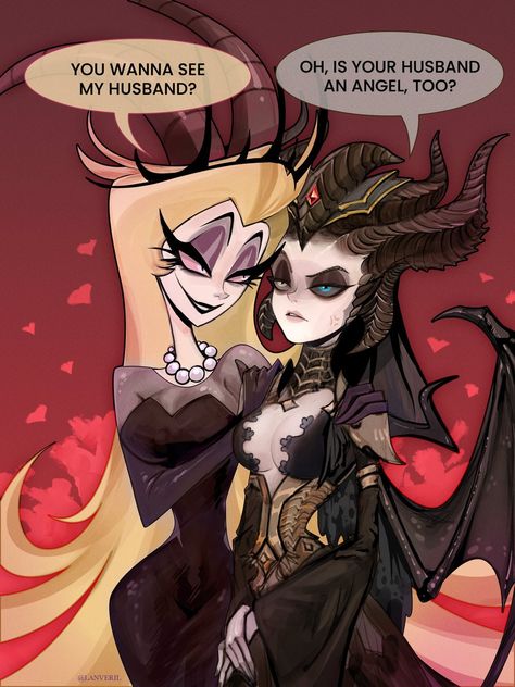 🩷✨JIHYUN✨🩷 on X: "Angel Husband Demon Wife #DiabloIV #HazbinHotel https://t.co/c135ZZUFCn" / X Lilith Diablo, Monster Hotel, Vivziepop Hazbin Hotel, Cartoon Crossovers, Angels And Demons, Hotel Art, Ink Illustrations, Commission Art, Monster Girl