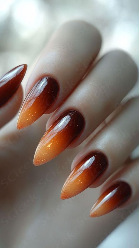 Get cozy with Pumpkin Spice Ombre nails, the ultimate fall vibe for your fingertips! This warm, gradient look will make you the style icon of the season. Click the pin and follow us for more autumn nail inspiration! #PumpkinSpiceNails #FallNails
 ... more Brown Orange Ombre Nails, Orange And Red Nails Fall, Burgundy Orange Nails, Copper Ombre Nails, Amber Nails Ombre, Caramel Apple Nails, Orange And Brown Fall Nails, Apple Cider Nails, Nail Art November