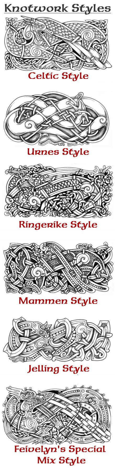 Knotwork Styles by Feivelyn on DeviantArt Fenrir Tattoo, Arte Viking, Symbole Viking, Celtic Tattoo, Muster Tattoos, Norse Tattoo, Nordic Tattoo, Viking Designs, Celtic Patterns