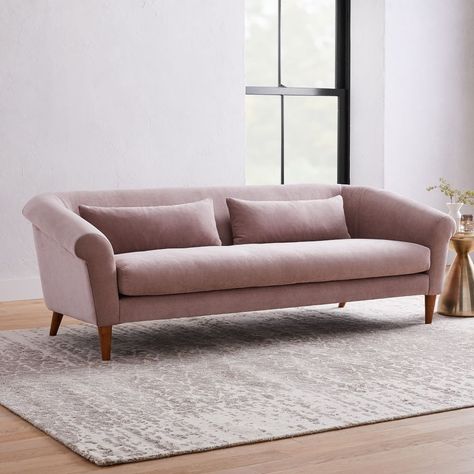 A Comfortable Velvet Sofa: West Elm Parlor Sofa West Elm Sofa, Boho Sofa, Build Furniture, Teen Furniture, Bench Seat Cushion, Apartment Sofa, Mid Century Sofa, Pebble Stone, Contemporary Sofa