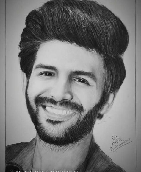 Sketch Of Kartik Aaryan, Kartik Aaryan Pencil Sketch, Kartik Aaryan Drawing, Kartik Aaryn Sketches, Karthik Aaryan, Pencil Sketch Portrait, Avengers Drawings, Danish Men, Charcoal Portrait