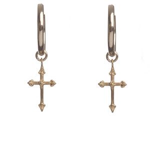 Rachel Entwistle Mini Cross Hoops Gold Jewelry Oxidized, Earrings Oxidised, Oxidized Earrings, Oxidised Earrings, Earrings Cross, Jewelry Cross, Hoops Gold, Jewelry Brands, Jewellery Brand