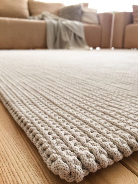 Extremaly cozy double-sided crocheted carpet made in popular camel stitch. The rug can be available in many colors (color card available in photo gallery). Handmade rugs are original and cozy floor decorations. They perfectly match any type of interior. Carpets are incredibly soft and pleasant in everyday use. All products are made by me manually with due diligence and attention to detail. Rug Model: Camel rectangular Material: high quality 5 mm cotton cord with polyester core made in Poland Col Kimono Pattern Free, Cozy Rug, Eco Home, Rope Rug, Natural Carpet, Knit Rug, Crochet Carpet, Cozy Rugs, Crochet Rug Patterns