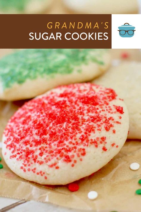 Grandma's Soft Sugar Cookies are super soft, light and fluffy. They are perfect with just a little sugar on top or with some icing. Cookie Muffins, Sugar Cookie Desserts, Texas Recipes, Soft Sugar Cookie, Mississippi Chicken, Soft Sugar Cookie Recipe, Persimmon Recipes, Bakery Goods, Clay Bowls