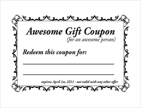 Blank Coupon Template Printable (1) - TEMPLATES EXAMPLE | TEMPLATES EXAMPLE Free Coupon Template, Free Printable Gift Certificates, Printable Coupon Book, Guys 21st Birthday, Christmas Coupons, Resume Template Examples, Diy Coupons, Free Printable Coupons, Christmas Gift Exchange