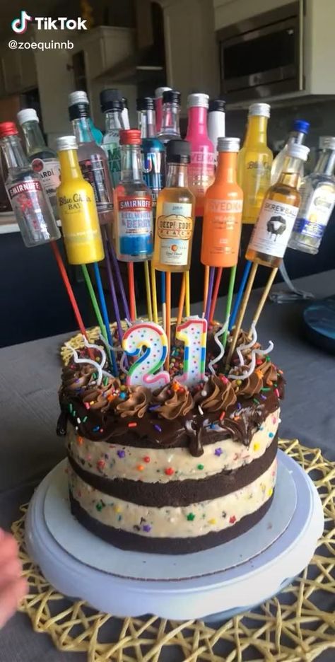 Birthday Cake Alcohol, Classy 21st Birthday Cake, 21st Birthday Cake Alcohol, Classy 21st Birthday, 21st Bday Cake, Liquor Cake, 21 Birthday, 21st Birthday Cake, Bday Cake