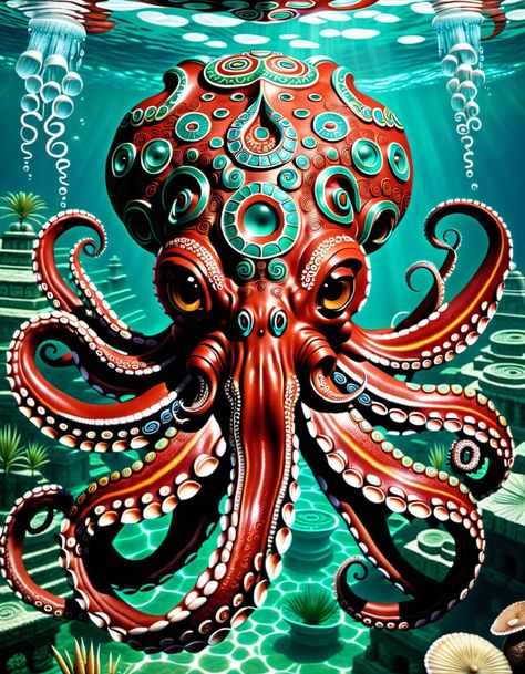 Octopus Intelligence: Learning, Consciousness, Biology — Ultra Unlimited Octopus Intelligence, Octopus Facts, Octopus Artwork, Sea Life Wallpaper, Octopus Art, Cards Art, Animal Embroidery, Colorful Animals, Resin Table