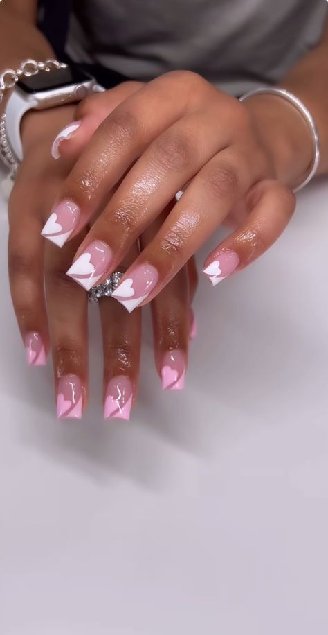 Short Acrylic Nails For Typing, Cute Nails Ideas French Tips, Cute Short Acrylic Nails With Charms, Birthday Nails Short Acrylic, Cute Short Nail Inspo 2024, Short Nail Birthday Designs, Short French Tip Acrylic Nails Colorful, Shorties Nails Design, Nail Design Inspo 2024