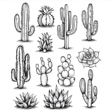 Images de Cactus Dessin | Freepik Cactus Drawing Easy, Cactus Drawing Tattoo, Cactus Drawings, Cactus Sketch, Small Cactus Drawing, Drawing Cactus Easy, Cactus Ink Drawing, Black And White Cactus Tattoo, Coloring Pages Cactus