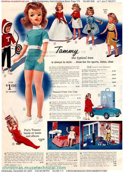 1964 Montgomery Ward Christmas Book, Page 172 - Catalogs & Wishbooks Vintage Christmas Toys, Tammy Doll, Toy Catalogs, Doll Family, Montgomery Ward, Christmas Catalogs, Christmas Book, Vintage Barbie Dolls, Madame Alexander