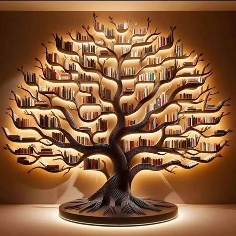 Unique Bookshelves, Wood Working Projects, Majestic Tree, Wooden Bookshelf, Tree Bookshelf, Amazing Woodworking, Books Library, Woodworking Furniture Plans, Home Library Design