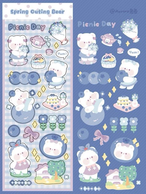 Kawaii Stickers Printable Scrapbooking, Cute Stickers Printable Kawaii, Illusbyjo Sticker, Printed Notes, Korean Stickers, Images Kawaii, Cute Laptop Stickers, Stickers Kawaii, Sticker Template