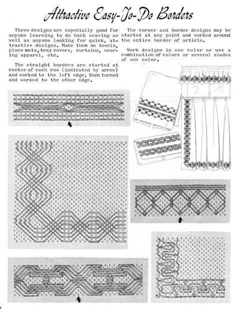 Huck Weaving Swedish Weaving Patterns Easy to do Borders Free Swedish Weaving Patterns, Huck Weaving, Weaving Patterns Design, Huck Towels, Swedish Weaving Patterns, Canvas Coasters, Border Patterns, Swedish Embroidery, Towel Weaving