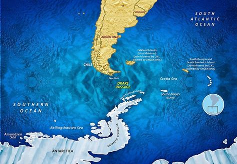 Drake Passage - WorldAtlas Sea Bands, Antarctica Cruise, Drake Passage, Cape Horn, Water Body, Falkland Islands, Shetland Islands, Southern Ocean, South Georgia