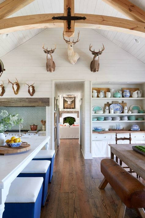 Southern Farmhouse Decor, Ashley Gilbreath Interiors, Deer Heads, Southern Farmhouse, Farmhouse Interior Design, Farmhouse Remodel, Farmhouse Interior, Classic Southern, Winter Home Decor