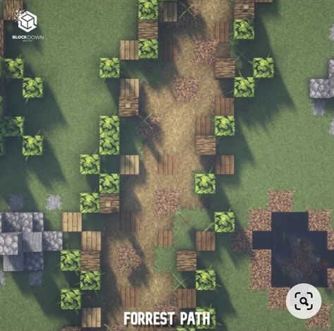 Minecraft Pathways Design Stone, Minecraft Pathing Ideas, Minecraft Dirt Path Design, Minecraft Path Way Ideas, Path In Minecraft, Minecraft Path Decorations, Spruce Path Minecraft, Cottagecore Path Minecraft, Jungle Path Minecraft