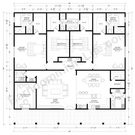 40x50 4 Bedroom Floor Plans, Queenslander Floor Plans, Square Barndominium Floor Plans, 5 Bed Barndominium Floor Plans, 60x40 Barndominium Floor Plans, 1 Floor House Plans, One Story Barndominium Floor Plans, Barndominium Layout, Barndominium Plans