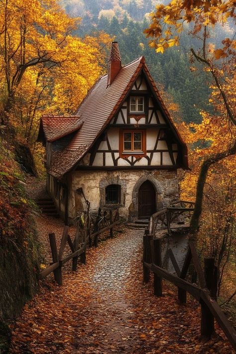 "Discover the enchanting autumn beauty of Bavaria! 🍂🏰 From colorful forests to picturesque villages, immerse yourself in the season’s charm in this German gem. 🍁🍺 #BavariaAutumn #FallInGermany #TravelBavaria" German Cottage, Fairytale House, Witch Cottage, German Village, Cottage Aesthetic, Aurora Borealis Northern Lights, Architecture Landmark, Relaxing Places, Fantasy Forest