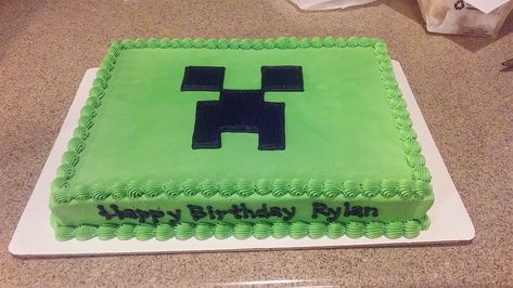 Easy Minecraft cake Minecraft Birthday Cake Simple, Diy Minecraft Cake Easy, Minecraft Cake Easy Simple, Number 6 Minecraft Cake, Easy Diy Minecraft Birthday Cake, Homemade Minecraft Cake, Minecraft Block Cake, Minecraft Grass Block Cake, Minecraft Birthday Cake