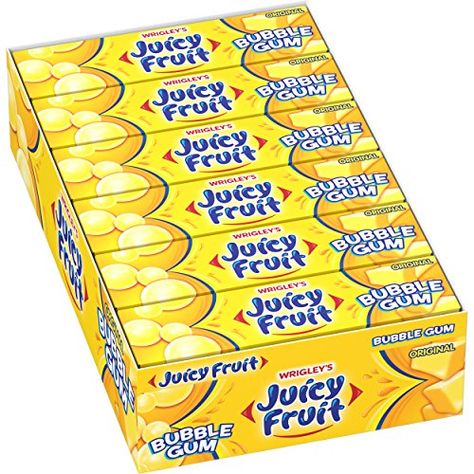 Gum Packaging, Juicy Fruit Gum, Gummy Candy Kabobs, Bubble Fruit, Juice Bars, Extra Gum, Bubble Yum, Sugar Free Gum, Candy Brands