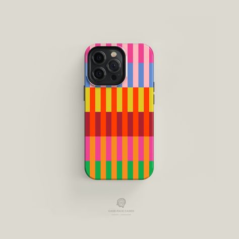 Colourful Stripes Tough Phone Case | iPhone 15 14 13 12 11 Pro Max Case, iPhone 15 14 Plus Case, iPhone 13 12 Mini Case, iPhone Case-Face Striped Phone Case, Iphone Covers, Case Iphone 13, Phone Games, Trendy Phone Cases, Personal Aesthetic, Creative Stuff, Unique Phone Case, Birthday Wishlist