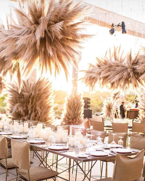 The pampas grass trend is blowing up on Instagram. Read on to find out how this garden weed turned into a favorite. Bar Casa, 60th Bday, Minimalist Dekor, Hipster Wedding, Glam Bride, Rustic Wedding Decorations, Grass Decor, Pampas Grass Decor, Grass Wedding