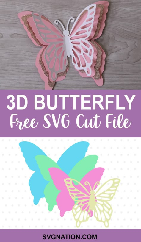 Cricut Butterfly, Vinyle Cricut, Butterfly Cutout, Butterfly Tutorial, Cricut Svg Files Free, Idee Cricut, Printable Flower, Butterfly Svg, Butterfly Template