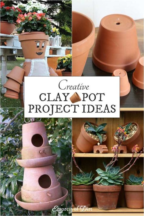 Craft and DIY projects made from terracotta clay garden pots Ideas For The Garden, Clay Garden, Afternoon Crafts, Clay Pot Projects, Terra Cotta Clay Pots, Terra Cotta Pot Crafts, Flower Pot Crafts, Terracotta Clay, Clay Pot Crafts