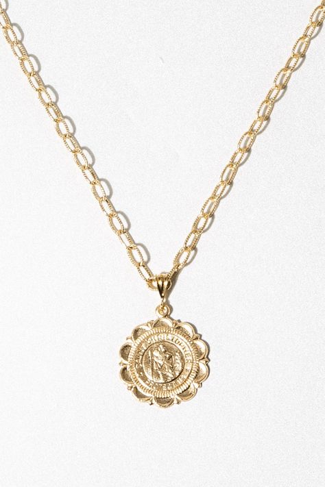 2023 List, Stamp Necklace, Wild Design, Child Of Wild, St Christopher Pendant, Stamped Necklaces, St Christopher, 18k Gold Necklace, Saint Christopher