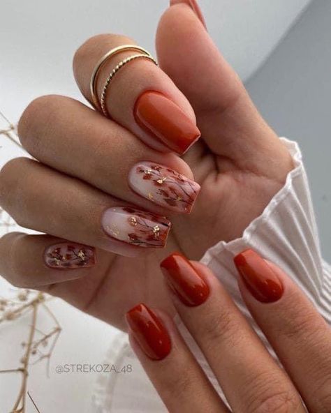 Thanksgiving Nails Acrylic Oval, Rust Nails Design, Autumn Inspired Nails, Autumn Gel Nails, Orange Nail Designs, Fall Gel Nails, Her Nails, Thanksgiving Nails, Trendy Nail Art