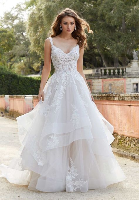 Layered Tulle Wedding Dress, Morilee Wedding Dresses, Tiered Tulle Wedding Dress, Layered Wedding Dress, Layered Wedding Dresses, Mori Lee Bridal, Single Lady, Structured Corset, Tule Rok