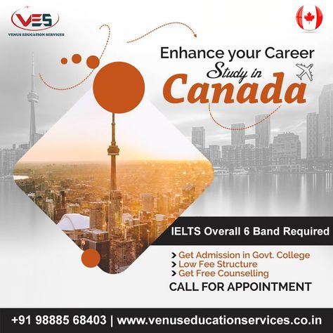 ✅Are you also considering taking your higher degree from Canada? Then what are you waiting for? 👉Our experts will help you in choosing the best college and city according to your choice. 📌GAP is Acceptable 📌PTE & IELTS is acceptable 📌Students with refusal visa status can also apply 📌Ask our experts if you have any doubt regarding the visa Call Us : +91 9888568403 #venuseducationservices #visaexpert #studyincanada #canada #canadavisa #mohali #canadastudyvisa Study In Canada Poster, Canada Study Visa Creative Ads, Travel Graphics, Canada Study Visa, Study Abroad Travel, Canada Study, Study In Canada, Education Banner, Abroad Travel