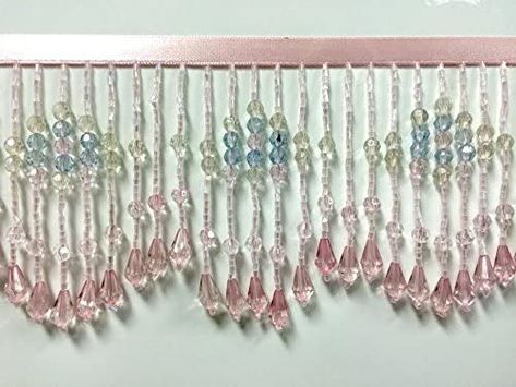 Beaded Fringe Trim, Light Blue Trim, Curtain Trim, Beaded Lampshade, Bridal Trim, Beaded Lamps, Fabric Trimmings, Sewing Appliques, Sewing Ribbon