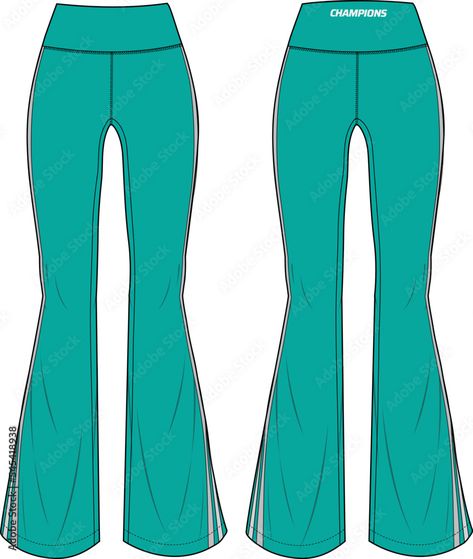 Leggings Flat Sketch, Pants Flat Sketch Women, Active Wear Tech Pack, Active Wear Sketches, Tracksuit Sketch, Tracksuit Drawing, Active Wear Fashion Illustration, Yoga Fits, Womens Active Wear