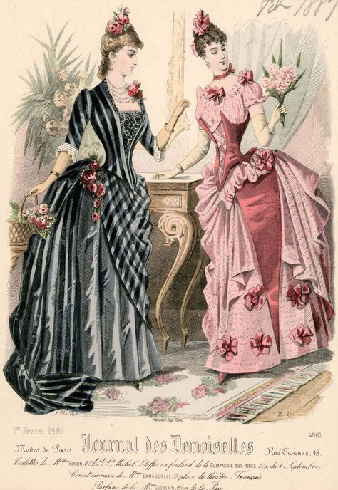 1887 fashion plate 1880 Fashion, Victorian Fashion Plates, Historical Gowns, Beau Film, 1860 Fashion, Victorian Era Fashion, 1880s Fashion, 1800s Fashion, Victorian Costume