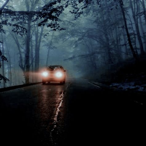 Tv Series Aesthetic, Wednesday Tv Series, Woods Dark, Dark Road, Aesthetic Car, Jason Voorhees, Crystal Lake, Car Headlights, Night In