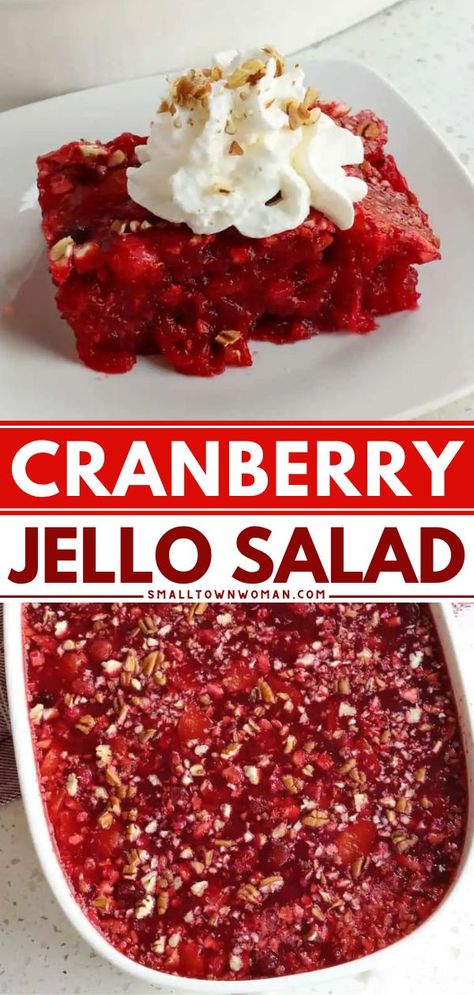 An easy Thanksgiving side! It will become one of your go-to holiday recipes. Made with mandarin oranges, pineapple, and pecans or walnuts, this fresh cranberry jello salad is pretty and festive! Fresh Cranberry Salad, Orange Jello Salads, Cranberry Jello Salad, Pineapple Jello, Cranberry Salad Recipes, Cranberry Jello, Orange Jello, Cranberry Salad, Jello Salad