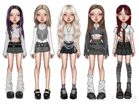 Everskies Group Outfits, Kpop Everskies, Kpop Group Outfits, Lily Diary, Dance Style Outfits, Pretty Savage, Scripting Ideas, Everskies Outfits, Bratz Inspired Outfits