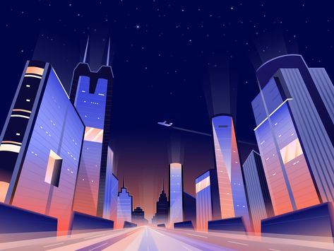 Custom Portrait Illustration, Night Illustration, Anime City, Building Illustration, City Night, City Illustration, Future City, City Landscape, Landscape Illustration