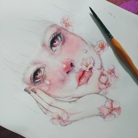 Watercolor Semi Realism, Semi Realistic Watercolor, Pain Sketch, Semi Realism, Semi Realistic, Realistic Paintings, Painting Painting, Realistic Art, Color Art