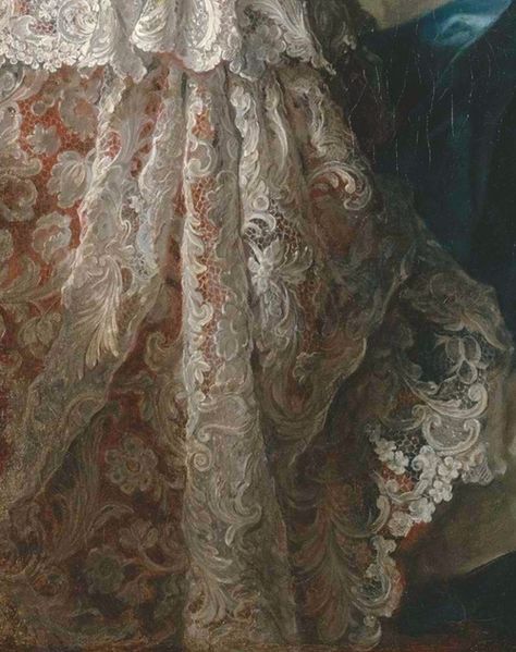 Madame Marsollier and Her Daughter (detail) 1749,  by Jean Marc Nattier Lace Painting, Jean Marc, Linens And Lace, Clothing Details, Detail Art, Antique Lace, Historical Fashion, Vintage Lace, Fashion Details