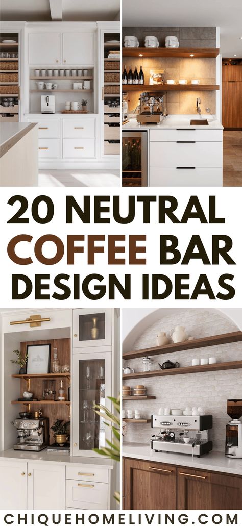 Discover the beauty of simplicity with our collection of 20 Neutral Coffee Bar Design Ideas! ☕🌿 Embrace the elegance of neutrals in your at-home coffee haven, from serene whites to warm greys and natural tones. These designs showcase the power of understated sophistication, combining functionality with a touch of minimalist charm. Explore stylish layouts, clever storage solutions, and chic decor that create a cozy and inviting coffee corner. #NeutralCoffeeBar